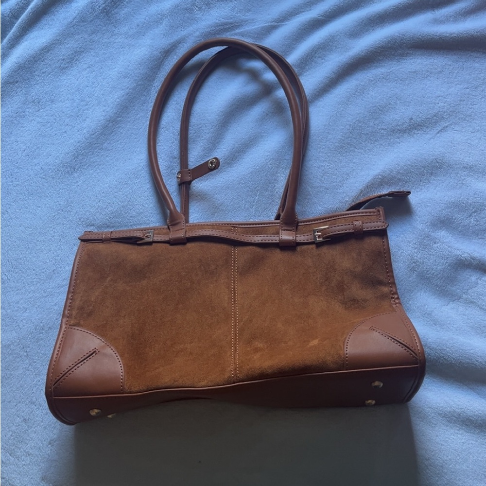 SOLD Brown Leather/Suede Western Satchel Shoulder Bag